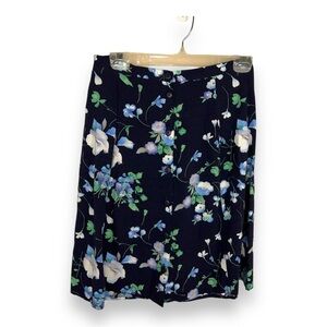 XS VINTAGE BLUE FLORAL SKIRT BUTTON FRONT COLORFUL 90s